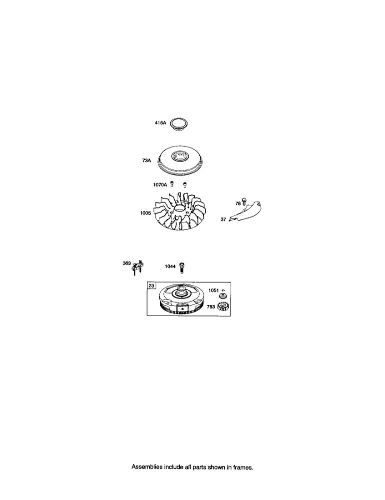 Flywheel/Fan Diagram and Parts List for 331800-0036-E1  Briggs and Stratton Engine